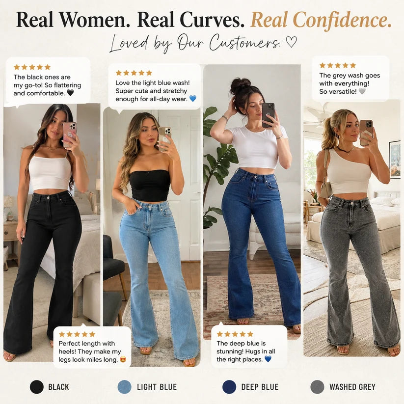 🔥🔥 LAST DAY — 49% OFF! Curves Sculpting Butt Lifter Bell Bottoms – Casual & Party Stretch Jeans 💃