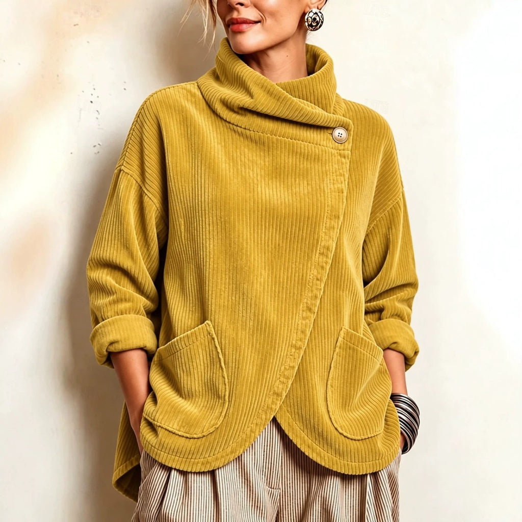 🎁New Arrivals 🔥Asymmetric Button-Wrap Corduroy Top