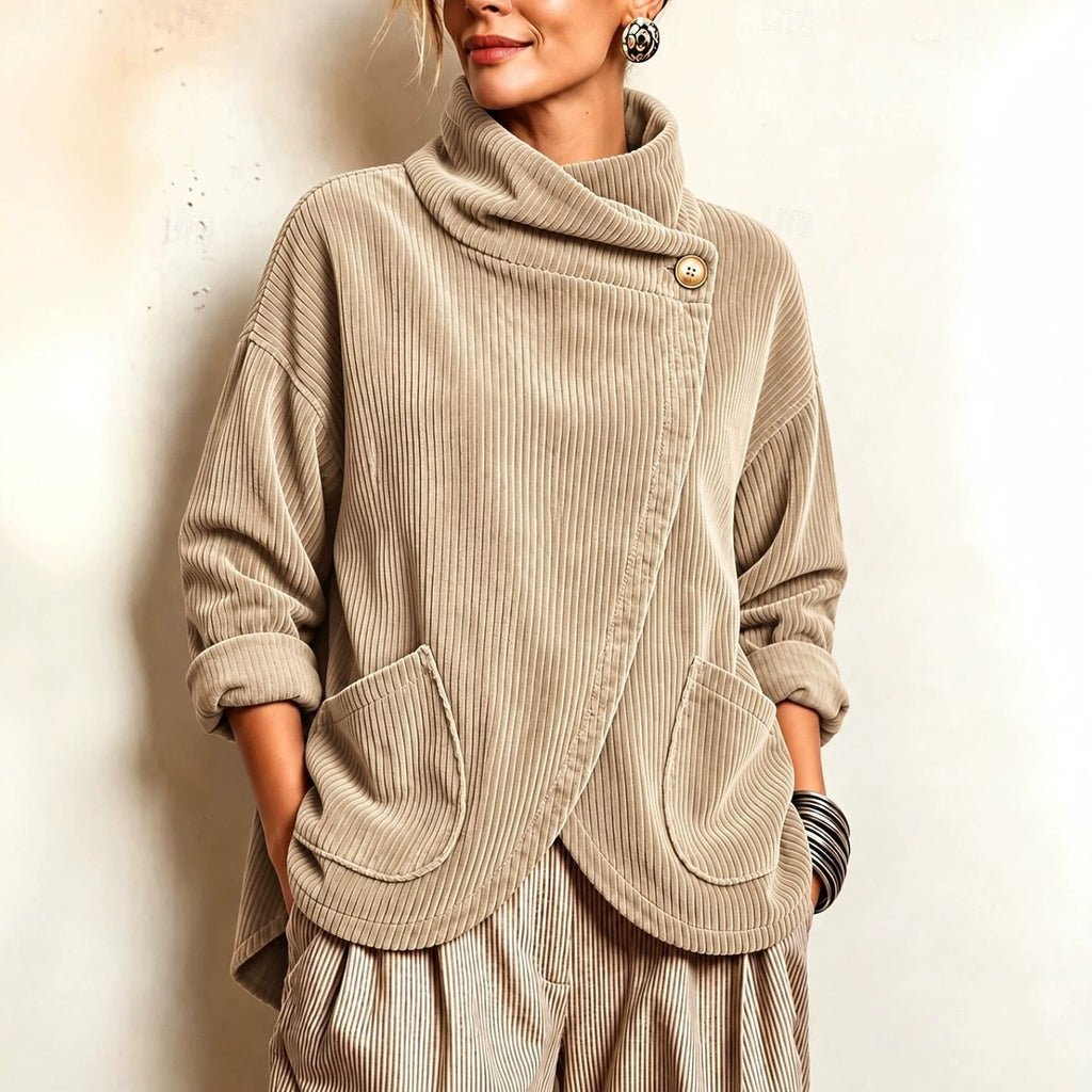 🎁New Arrivals 🔥Asymmetric Button-Wrap Corduroy Top