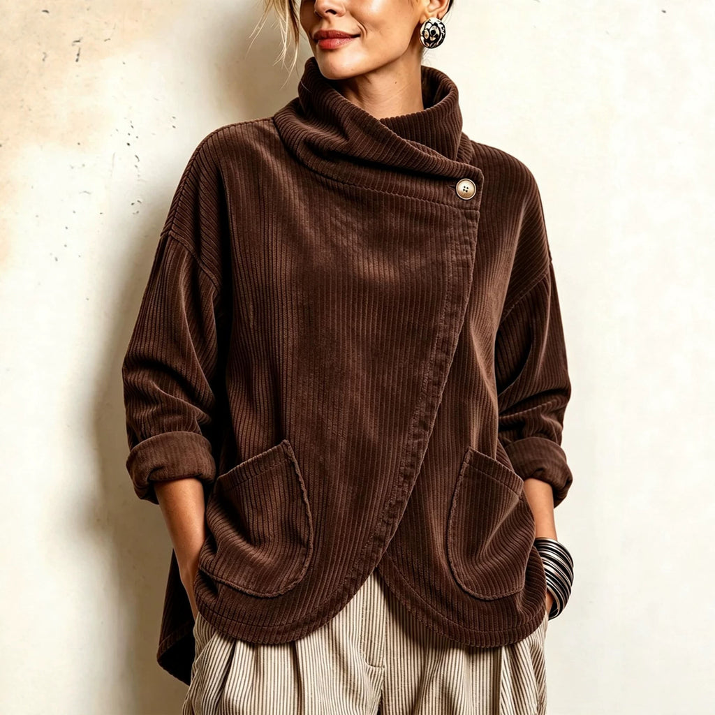 🎁New Arrivals 🔥Asymmetric Button-Wrap Corduroy Top