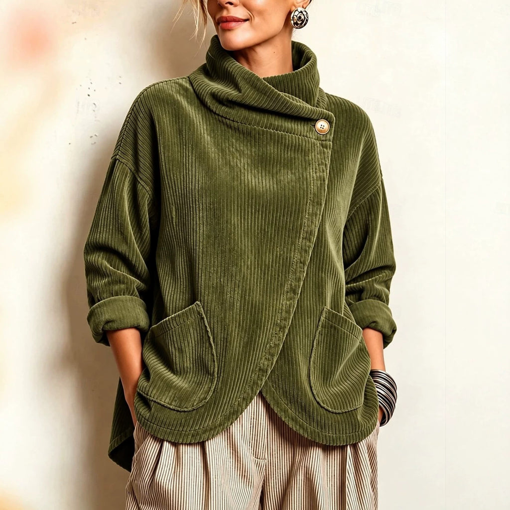 🎁New Arrivals 🔥Asymmetric Button-Wrap Corduroy Top