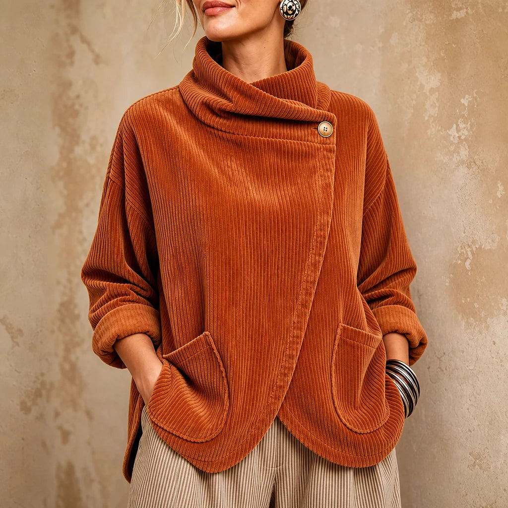🎁New Arrivals 🔥Asymmetric Button-Wrap Corduroy Top