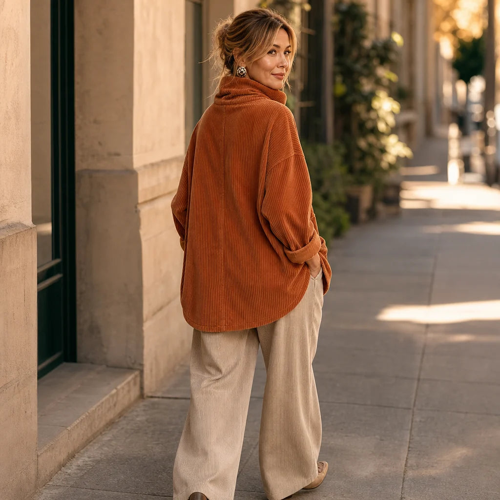 🎁New Arrivals 🔥Asymmetric Button-Wrap Corduroy Top