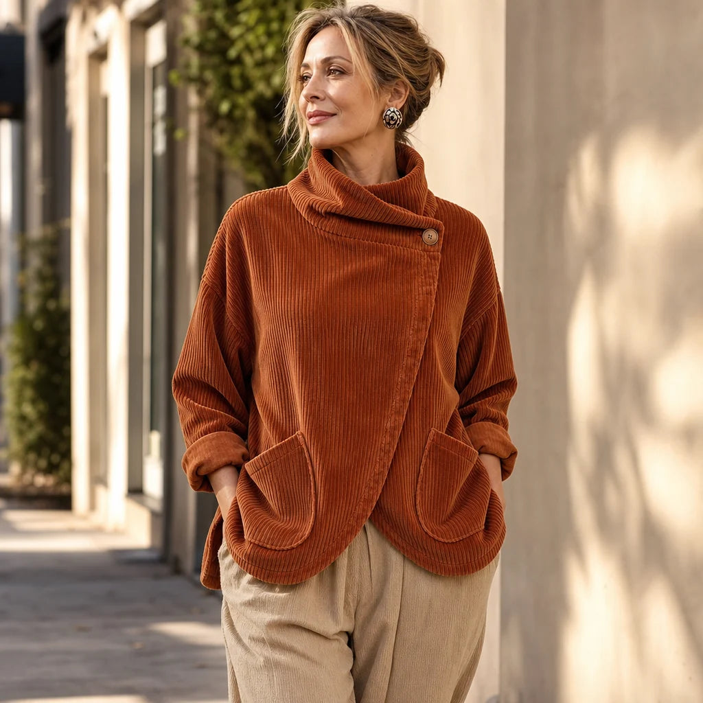 🎁New Arrivals 🔥Asymmetric Button-Wrap Corduroy Top